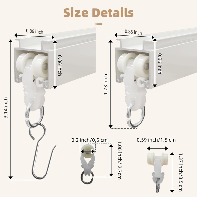 MLOQI Curtain Tracks Ceiling Wall Mounted with Soundproof Strips, Curtains Tracks Rails System, White Ceiling Track for Curtains 6-9 Feet - Image 2